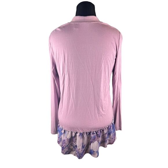 LOGO by Lori Goldstein Cardigan small Size Purple Rayon  Hook Eye Front - Picture 5 of 6